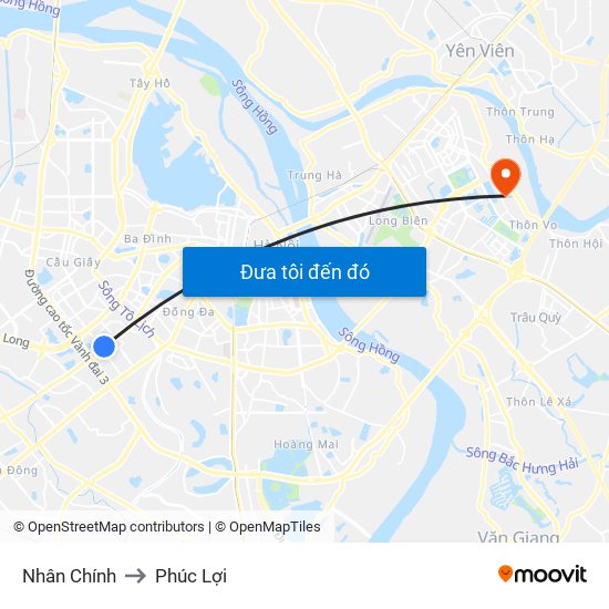 Nhân Chính to Phúc Lợi map