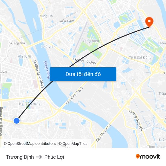 Trương Định to Phúc Lợi map