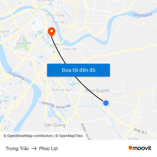 Trưng Trắc to Phúc Lợi map