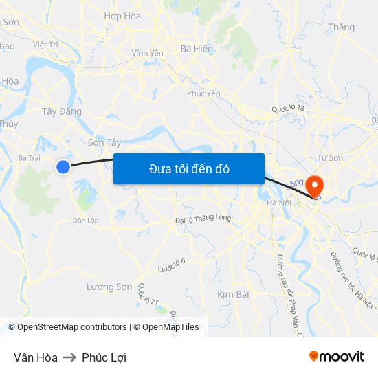 Vân Hòa to Phúc Lợi map