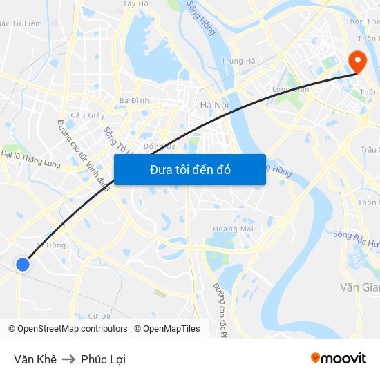 Văn Khê to Phúc Lợi map