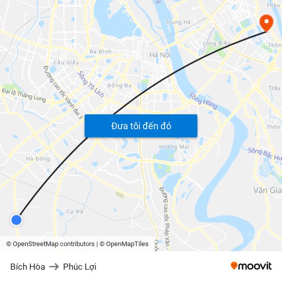 Bích Hòa to Phúc Lợi map