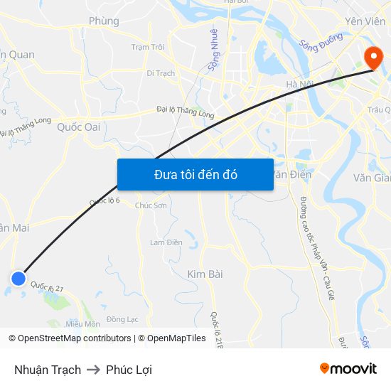 Nhuận Trạch to Phúc Lợi map