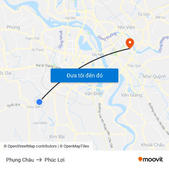 Phụng Châu to Phúc Lợi map