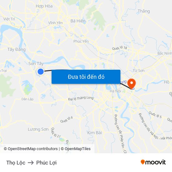 Thọ Lộc to Phúc Lợi map