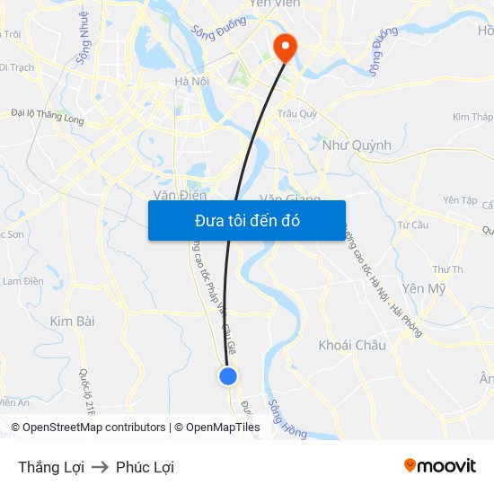 Thắng Lợi to Phúc Lợi map