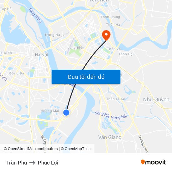 Trần Phú to Phúc Lợi map