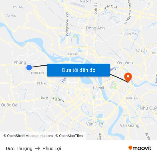 Đức Thượng to Phúc Lợi map