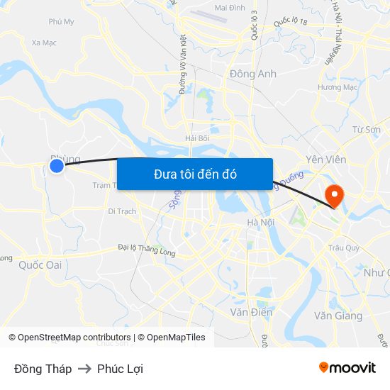 Đồng Tháp to Phúc Lợi map