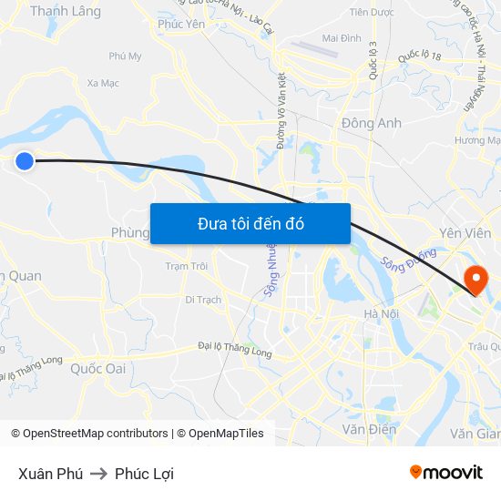 Xuân Phú to Phúc Lợi map