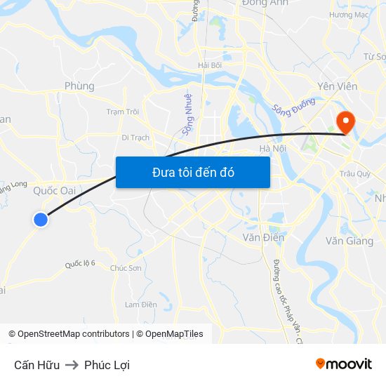 Cấn Hữu to Phúc Lợi map