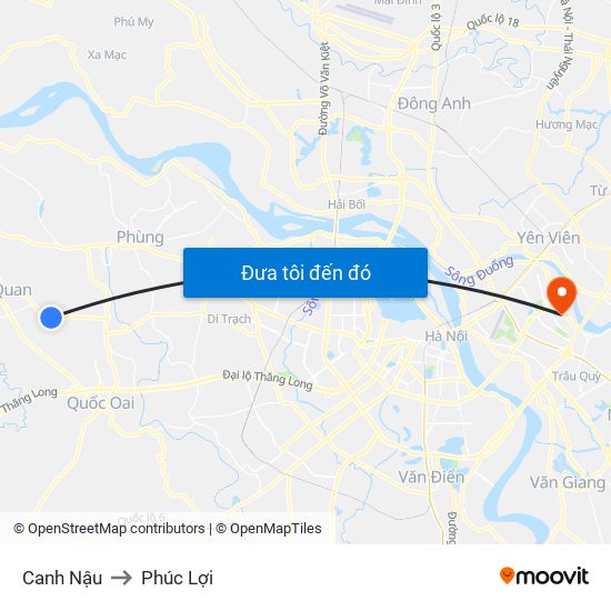 Canh Nậu to Phúc Lợi map