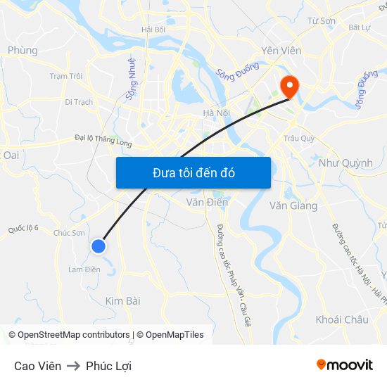 Cao Viên to Phúc Lợi map