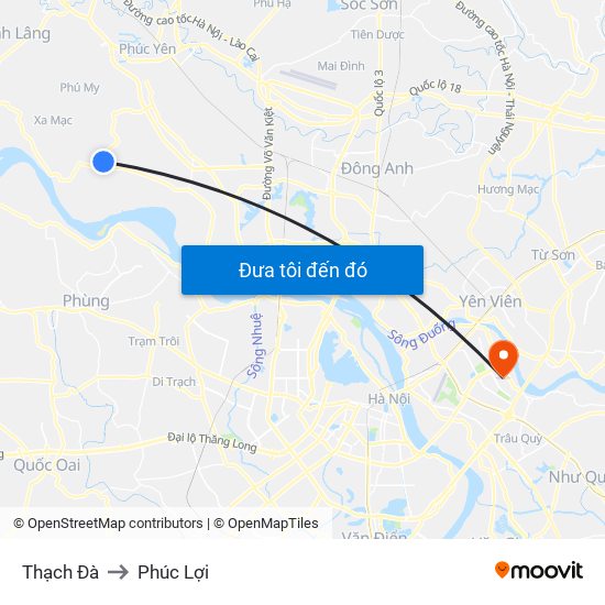 Thạch Đà to Phúc Lợi map