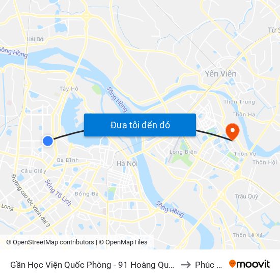 Gần Học Viện Quốc Phòng - 91 Hoàng Quốc Việt to Phúc Lợi map