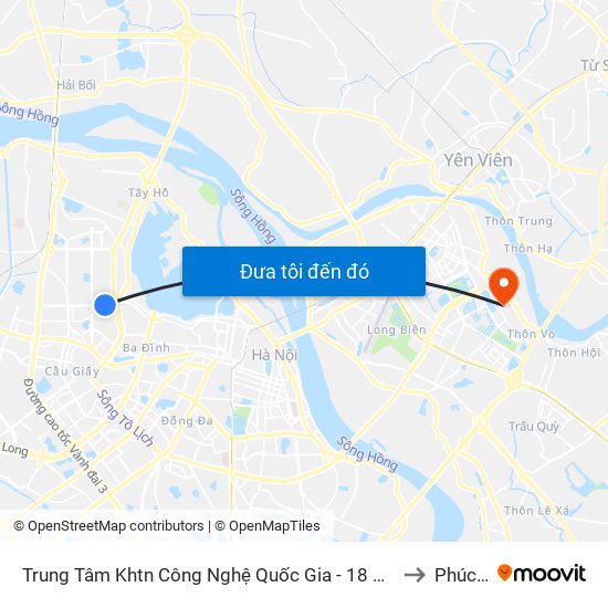 Trung Tâm Khtn Công Nghệ Quốc Gia - 18 Hoàng Quốc Việt to Phúc Lợi map