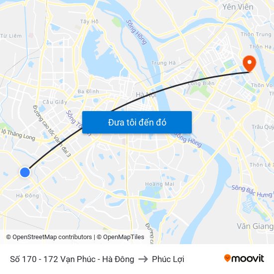 Số 170 - 172 Vạn Phúc - Hà Đông to Phúc Lợi map