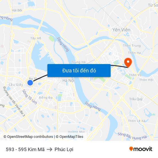 593 - 595 Kim Mã to Phúc Lợi map