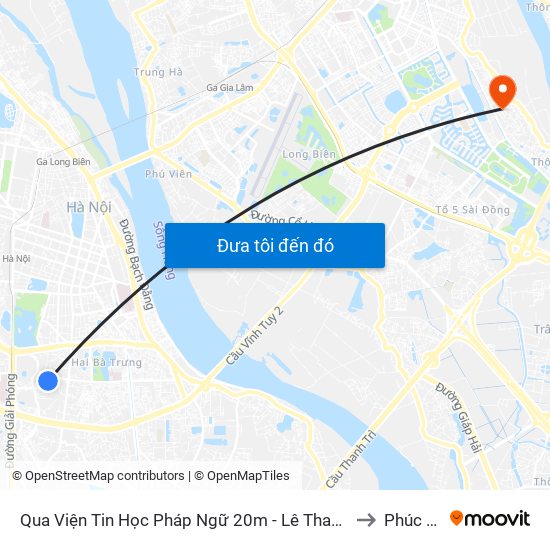 Qua Viện Tin Học Pháp Ngữ 20m - Lê Thanh Nghị to Phúc Lợi map