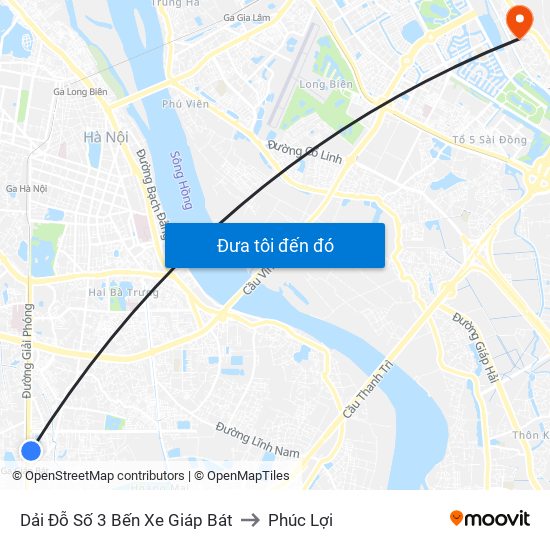 Dải Đỗ Số 3 Bến Xe Giáp Bát to Phúc Lợi map