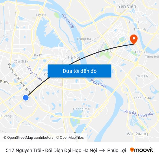 517 Nguyễn Trãi - Đối Diện Đại Học Hà Nội to Phúc Lợi map