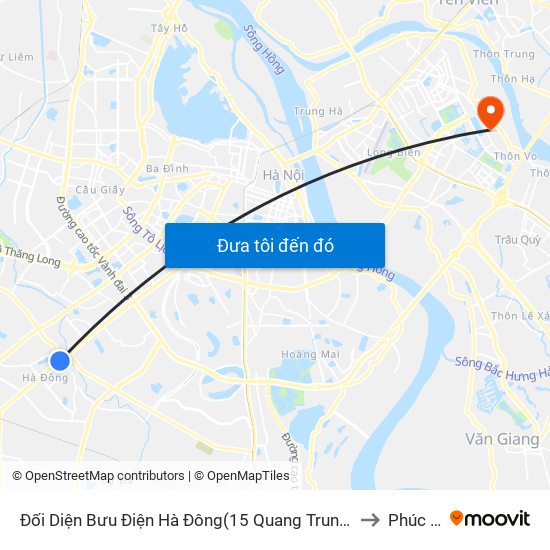 Đối Diện Bưu Điện Hà Đông(15 Quang Trung Hà Đông) to Phúc Lợi map