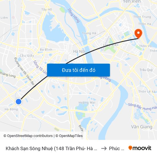 Khách Sạn Sông Nhuệ (148 Trần Phú- Hà Đông) to Phúc Lợi map