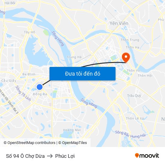 Số 94 Ô Chợ Dừa to Phúc Lợi map