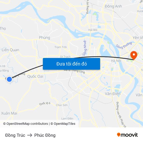 Đồng Trúc to Phúc Đồng map