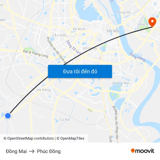Đồng Mai to Phúc Đồng map