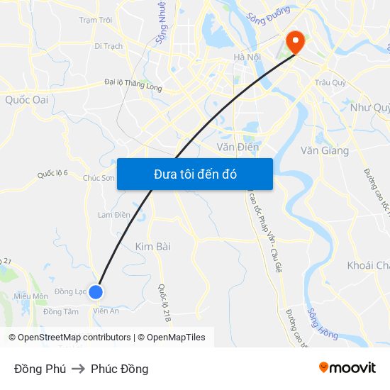 Đồng Phú to Phúc Đồng map