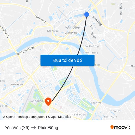 Yên Viên (Xã) to Phúc Đồng map