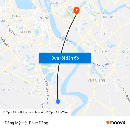 Đông Mỹ to Phúc Đồng map