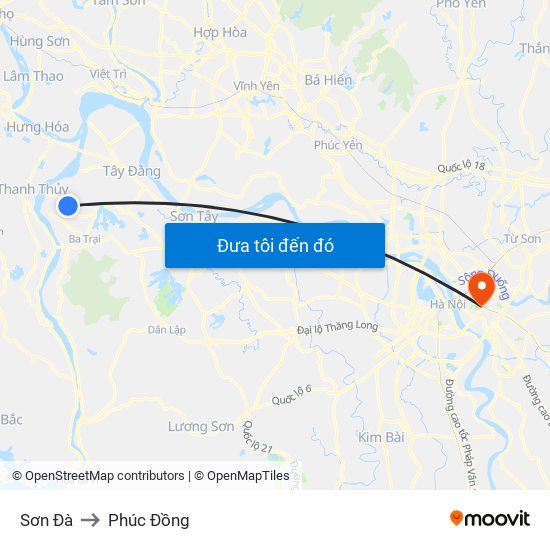 Sơn Đà to Phúc Đồng map