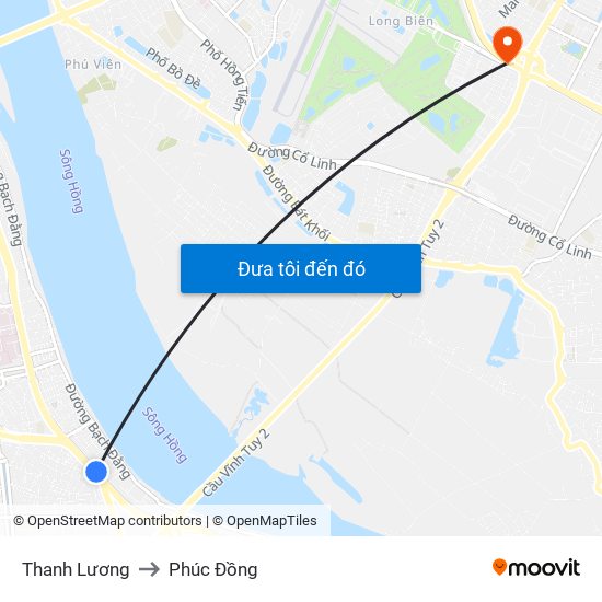 Thanh Lương to Phúc Đồng map