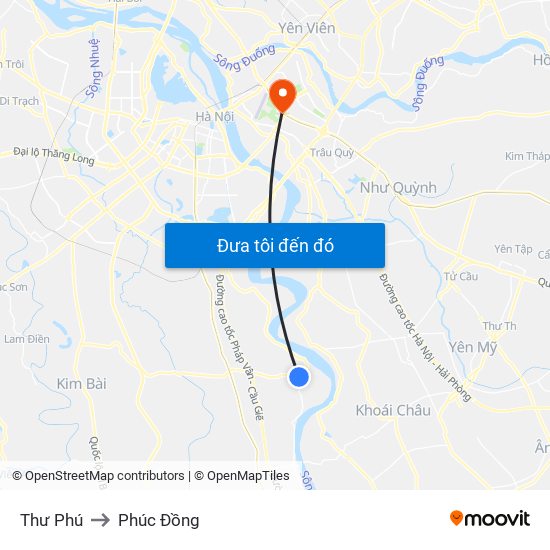 Thư Phú to Phúc Đồng map