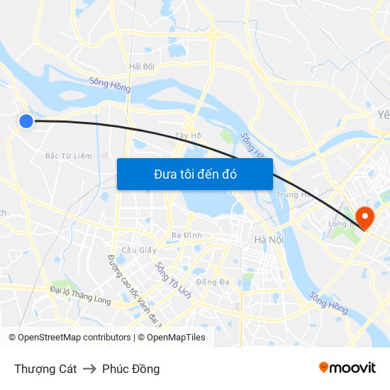 Thượng Cát to Phúc Đồng map