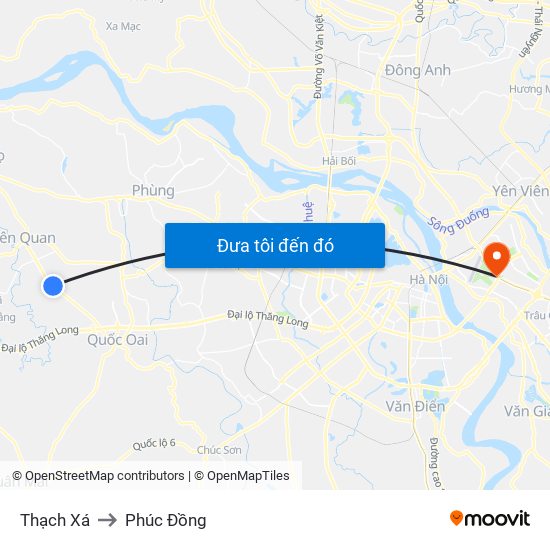 Thạch Xá to Phúc Đồng map