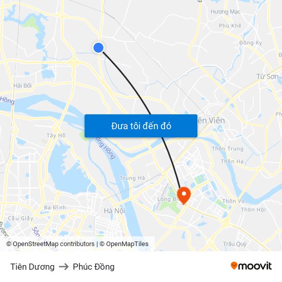 Tiên Dương to Phúc Đồng map