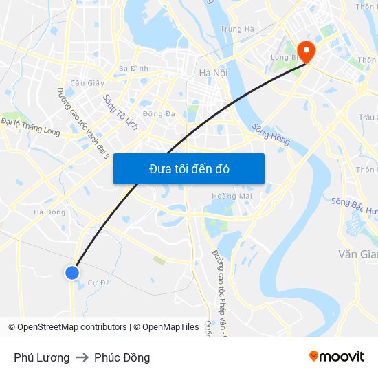 Phú Lương to Phúc Đồng map