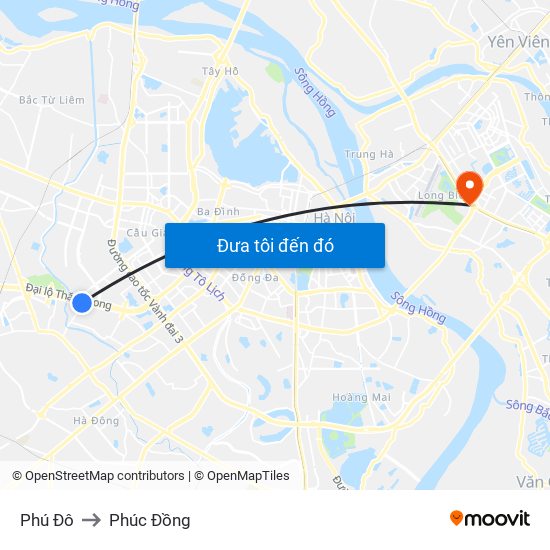 Phú Đô to Phúc Đồng map