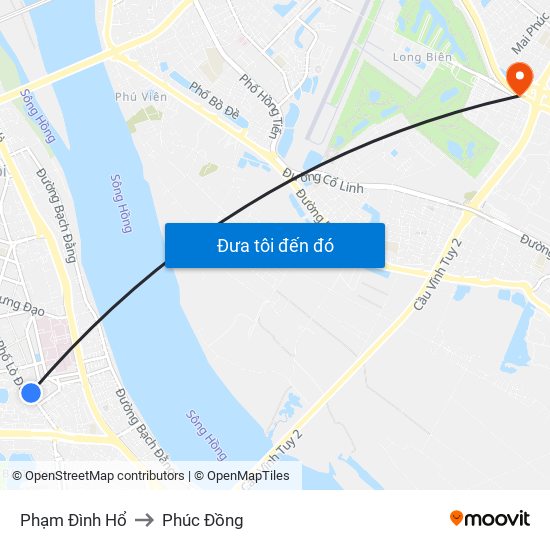 Phạm Đình Hổ to Phúc Đồng map