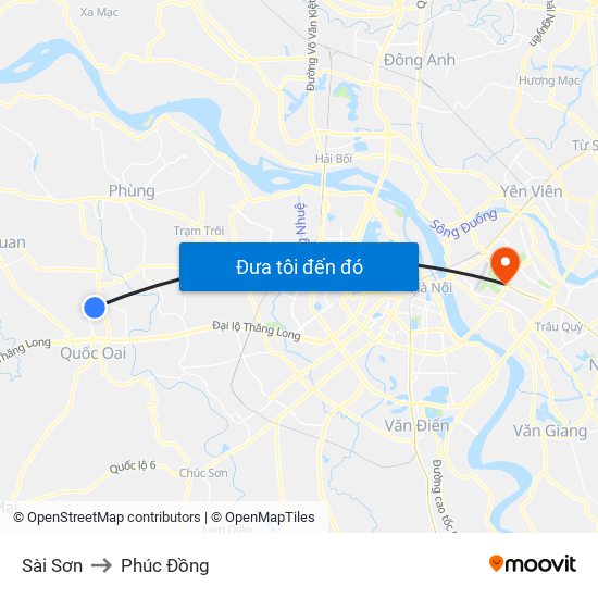 Sài Sơn to Phúc Đồng map