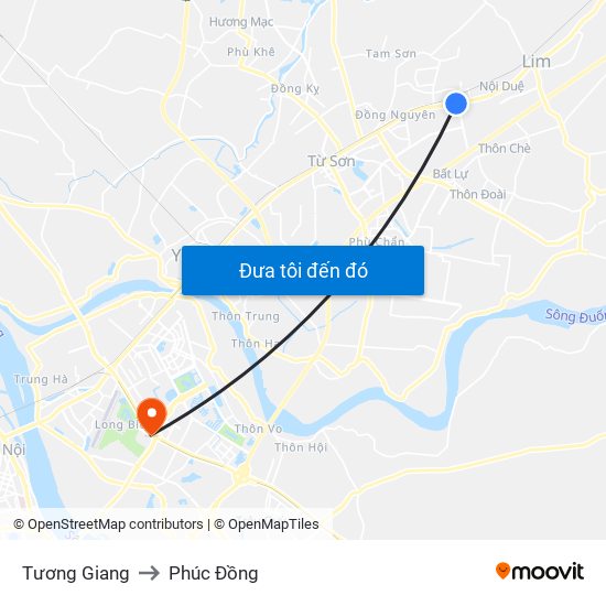 Tương Giang to Phúc Đồng map