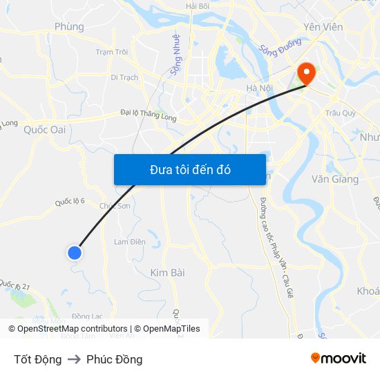 Tốt Động to Phúc Đồng map
