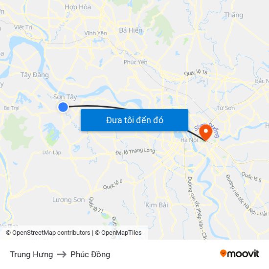 Trung Hưng to Phúc Đồng map