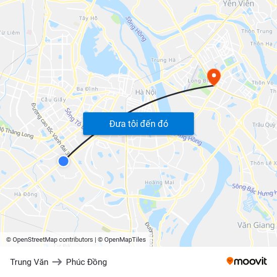 Trung Văn to Phúc Đồng map