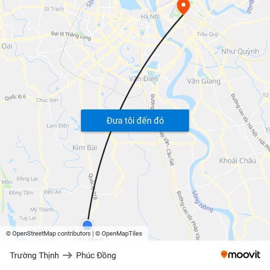 Trường Thịnh to Phúc Đồng map