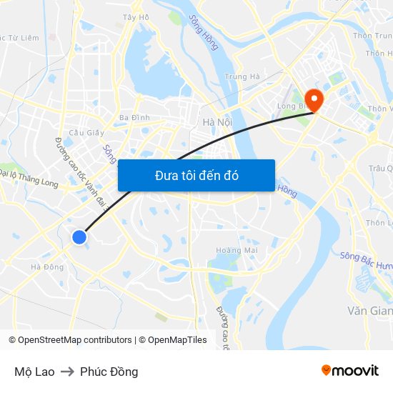 Mộ Lao to Phúc Đồng map
