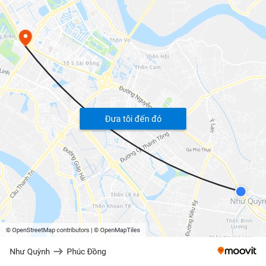 Như Quỳnh to Phúc Đồng map